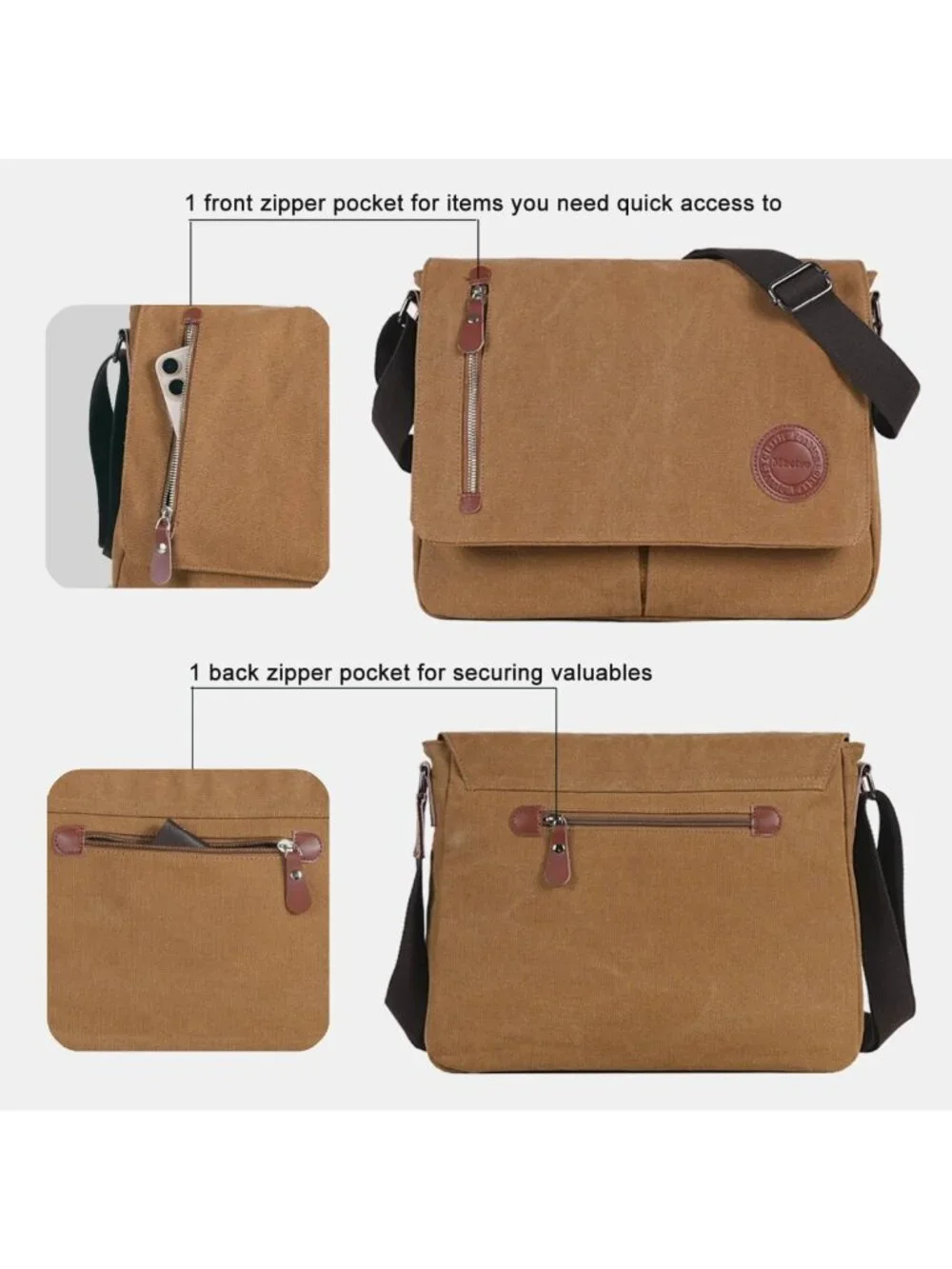 Vintage Canvas Messenger Bag, 13.5